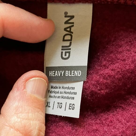 Gildan Heavy Blend Maroon Zip Up Hoodie XL Soft Fleece Lined Sweatshirt - Picture 4 of 7